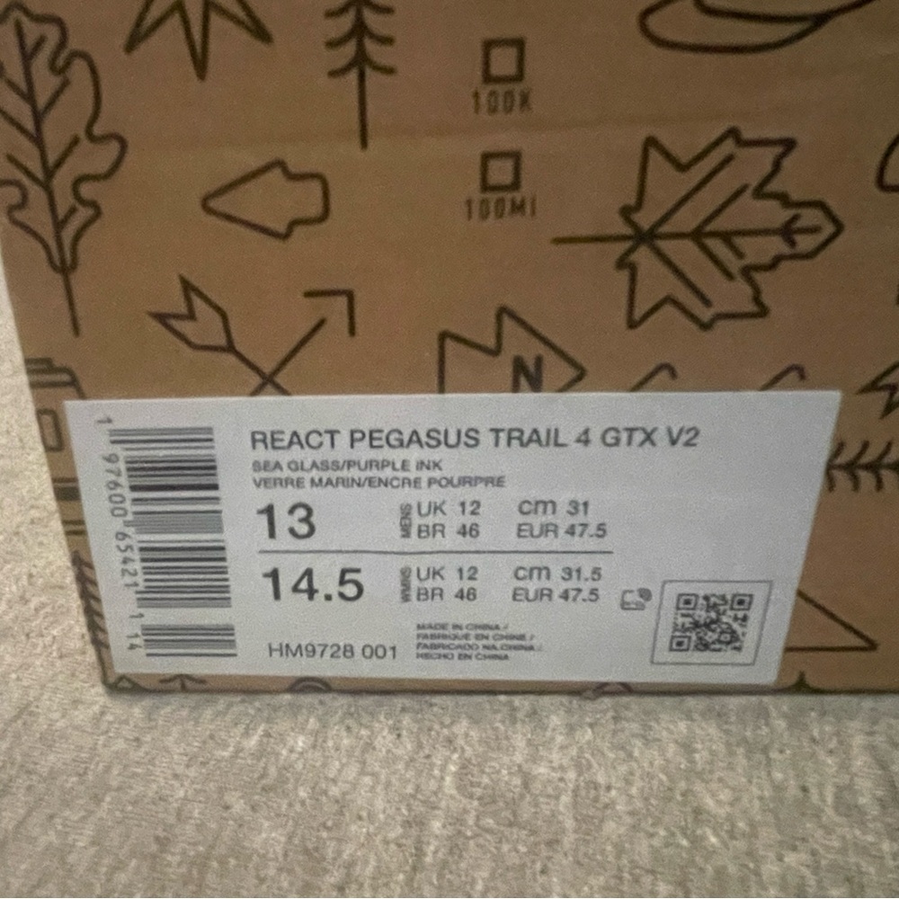 Nike React Pegasus Trail 4 GORE TEX / Sea Glass Purple Ink size 13 - Picture 7 of 7